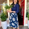 Clearance Lesley Evers Lola Wrap Skirt Navy Woodpile