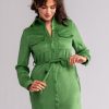 Hot Lesley Evers Maya Shirtdress Green Faux Suede