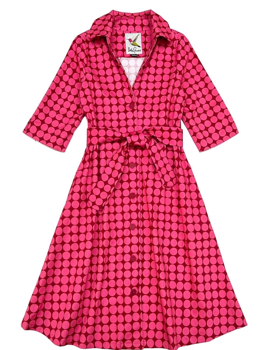 New Lesley Evers Clementine Shirtdress Pink Dots