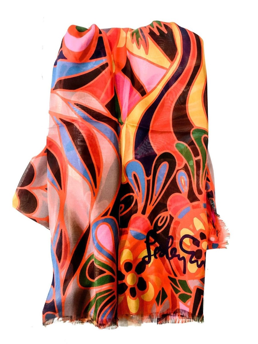 Online Lesley Evers Esme Silk Scarf Shakalaka Orange