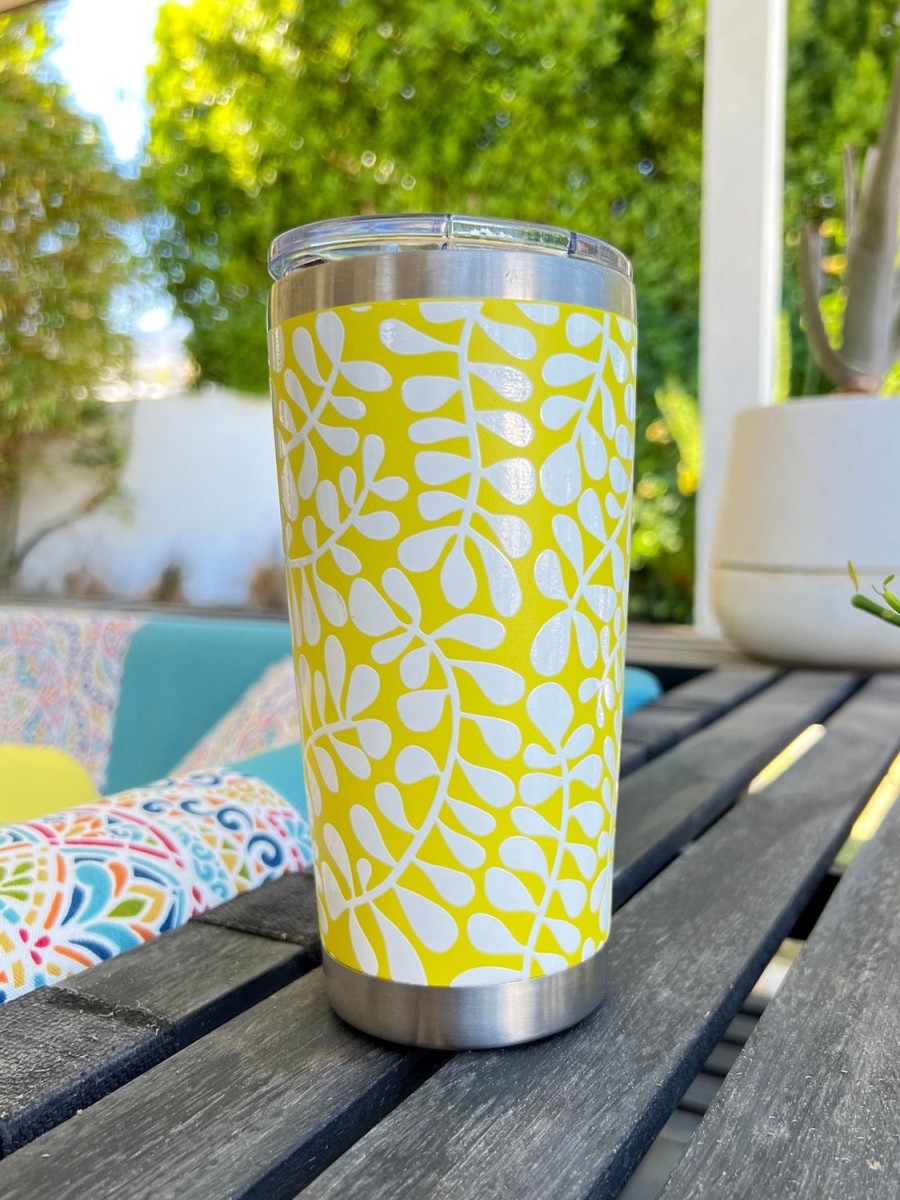 Hot Lesley Evers Yellow Fern 20Oz Travel Tumbler