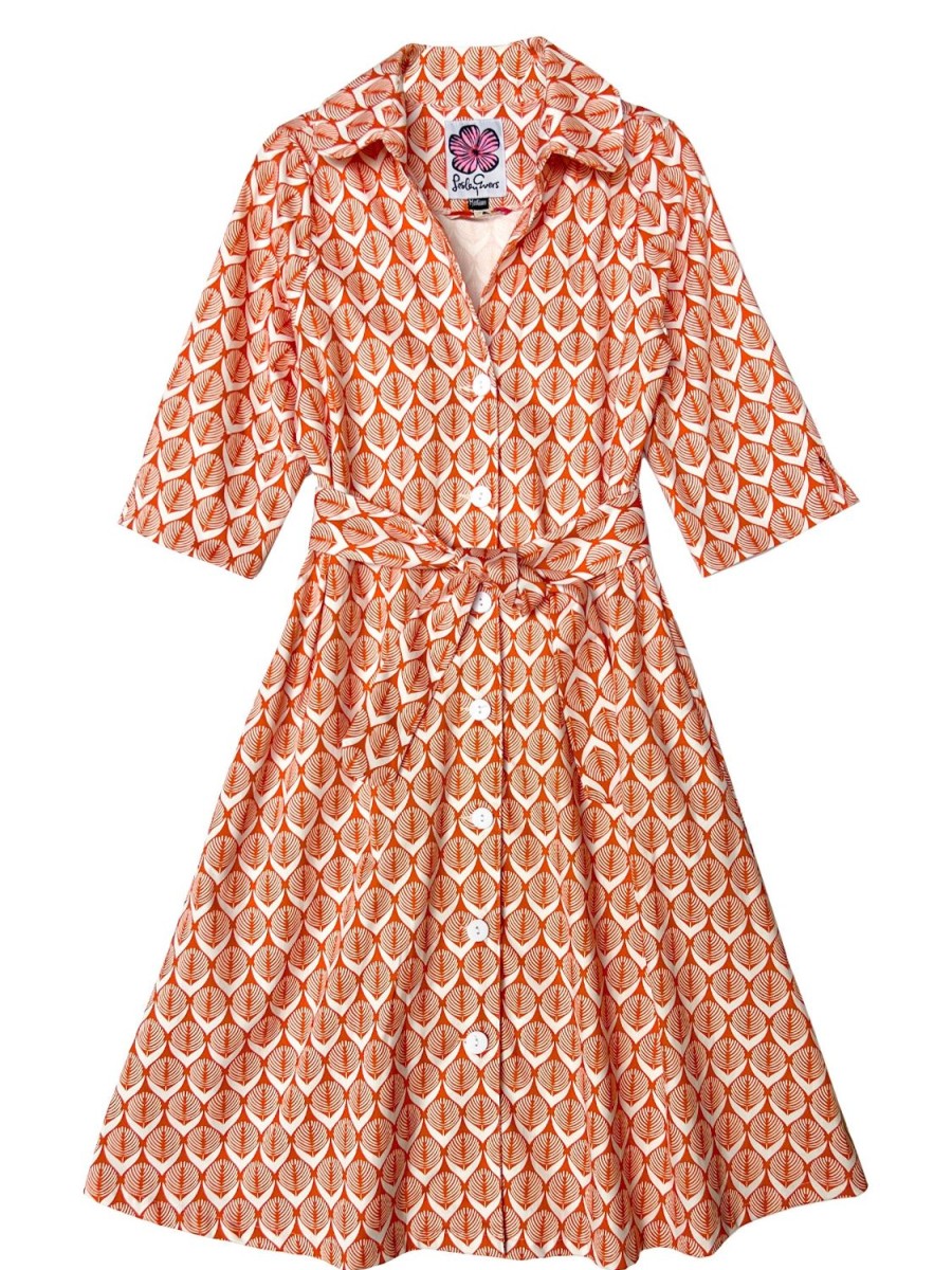 Online Lesley Evers Clementine Shirtdress Danish Flower Orange