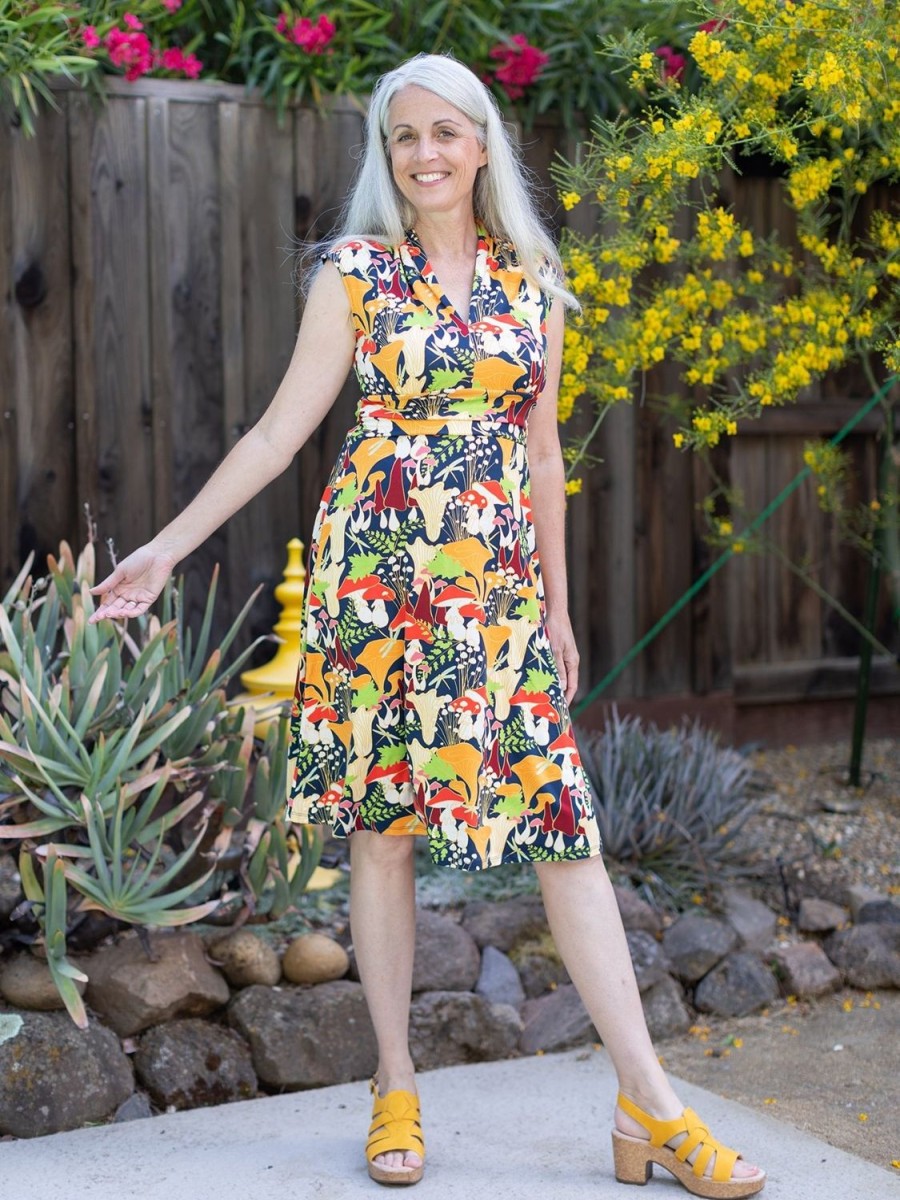 Online Lesley Evers Betsy Dress Mushrooms Navy