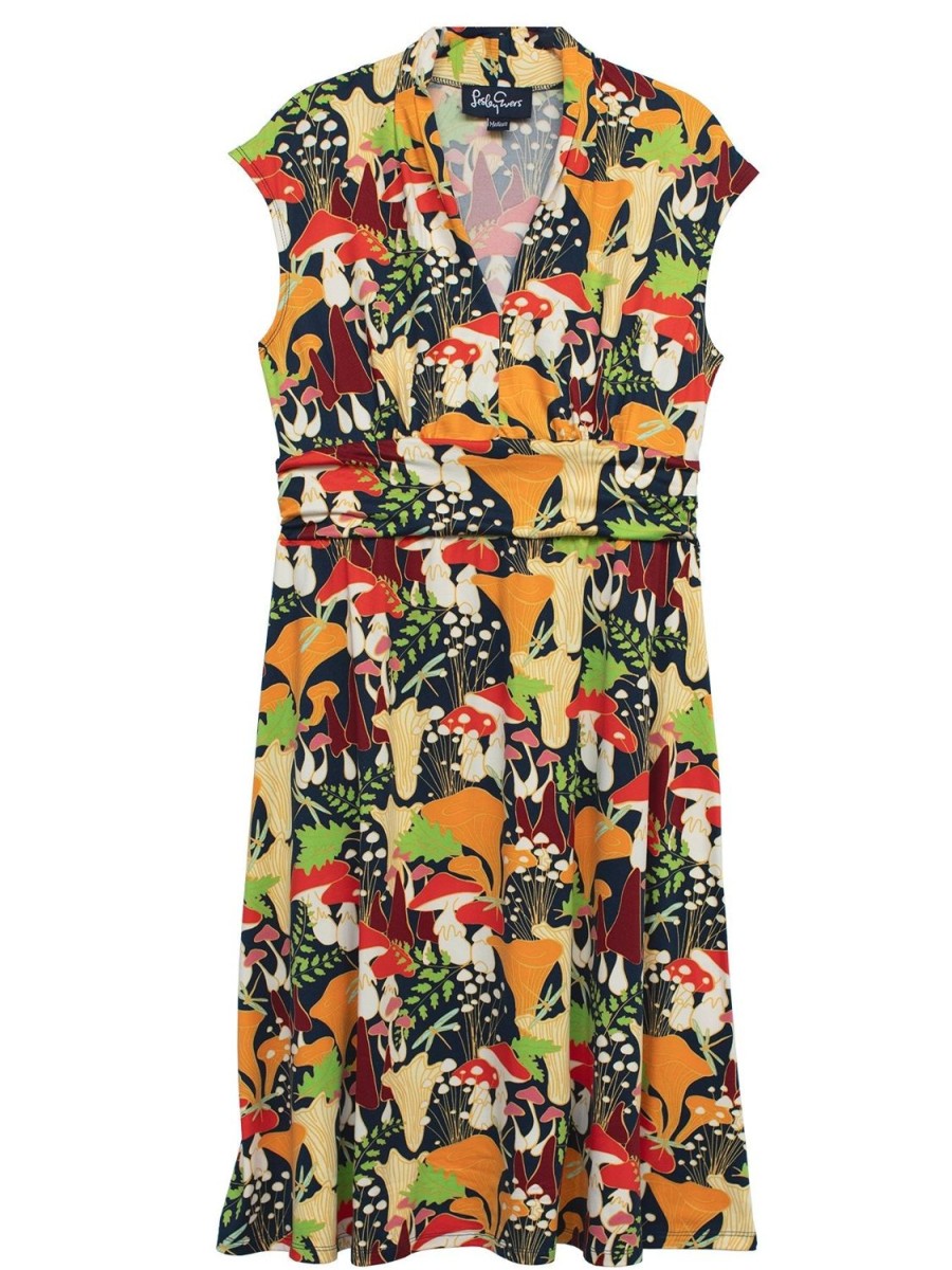 Online Lesley Evers Betsy Dress Mushrooms Navy