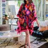 Clearance Lesley Evers Serena Silk Caftan Gems Garnet