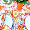 New Lesley Evers Linen Tablecloth Flower Power Sunburst