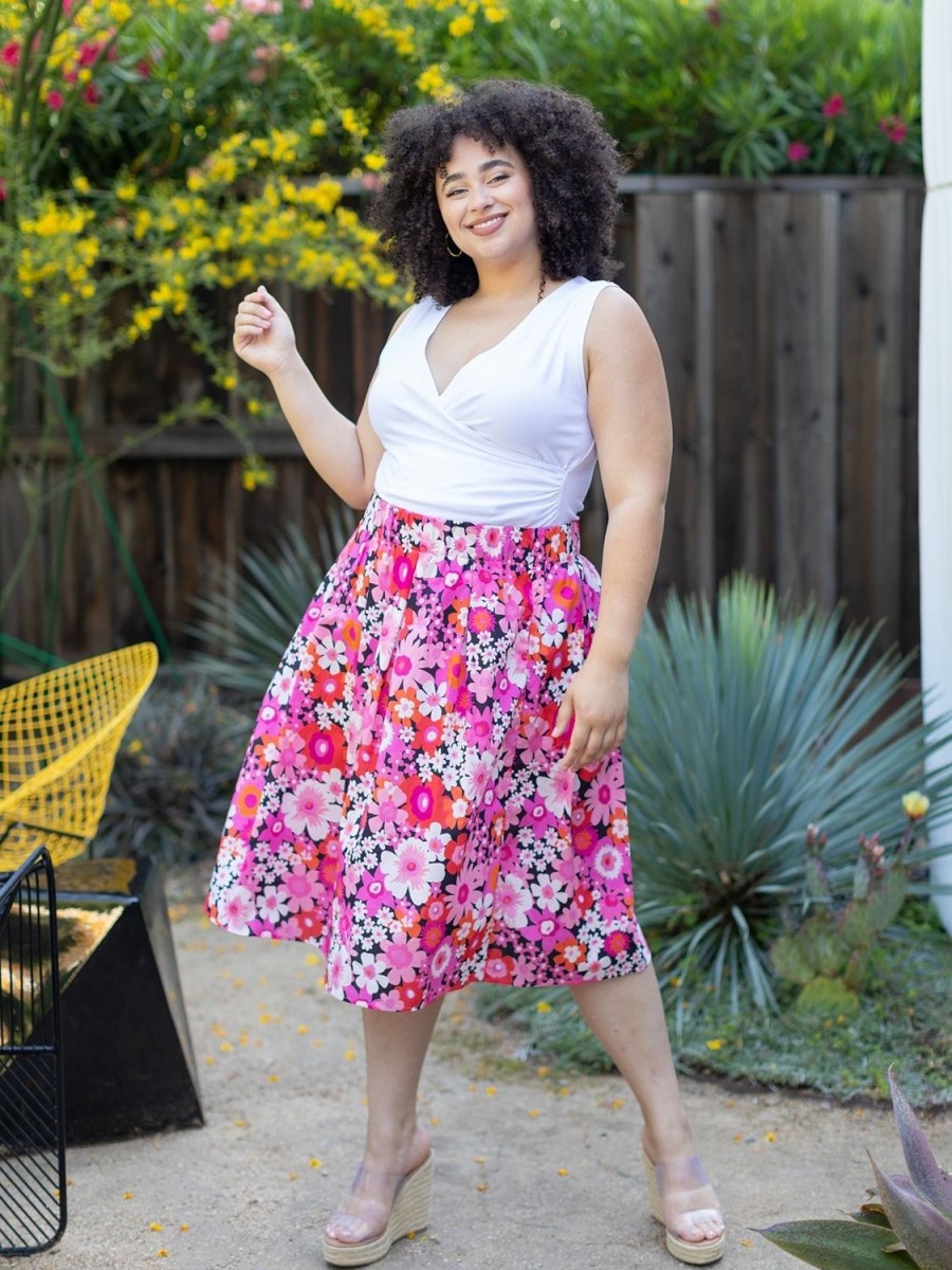 Clearance Lesley Evers Dixie Skirt Flower Power Pink