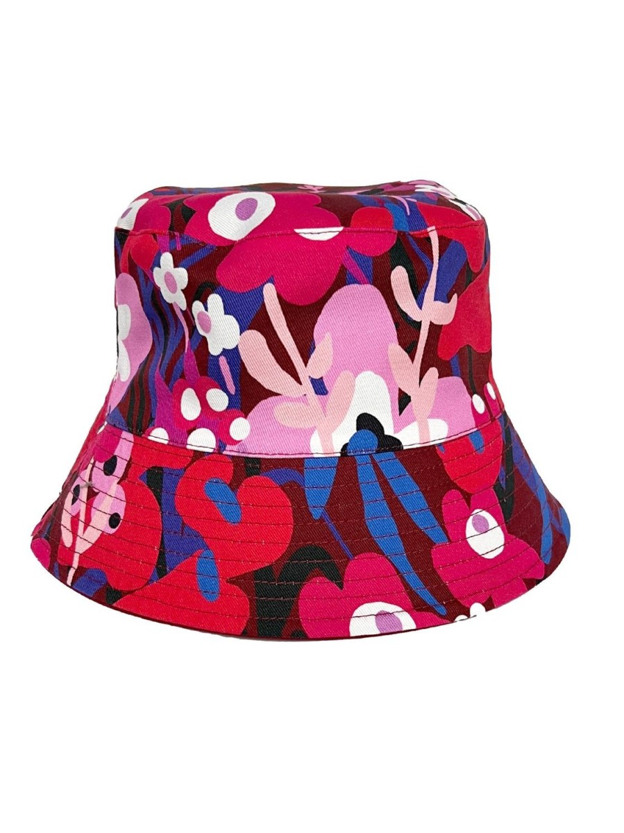 Clearance Lesley Evers Berta Bucket Hat Garden Oasis Pink