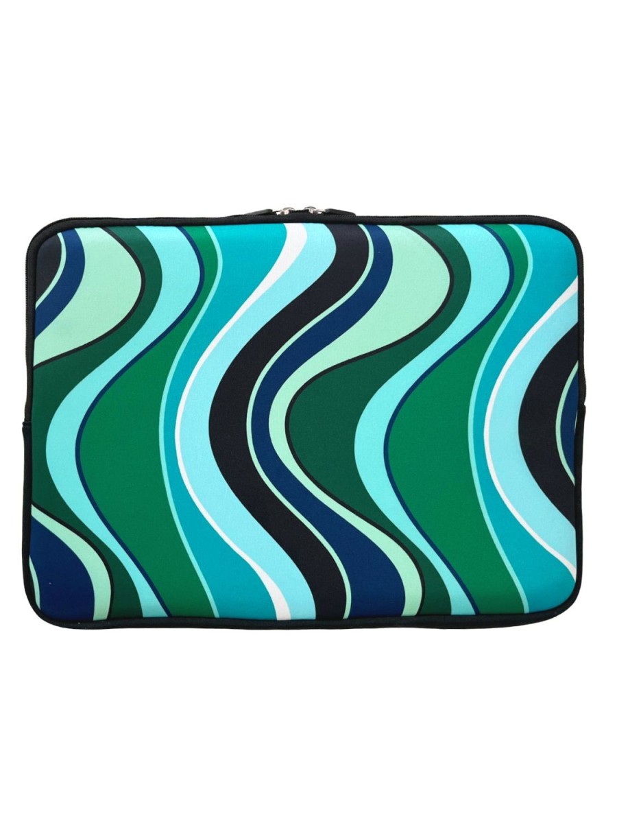 New Lesley Evers 14"-16" Laptop Case Green Wave