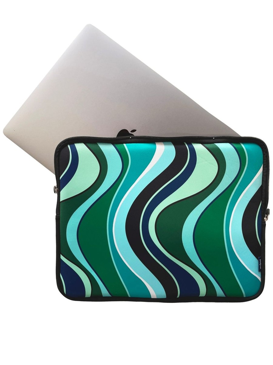 New Lesley Evers 14"-16" Laptop Case Green Wave