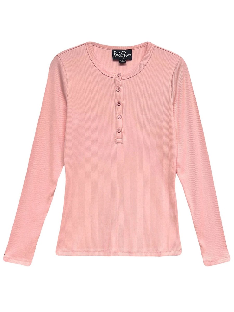 Online Lesley Evers Cora Henley Tee Pink Rib