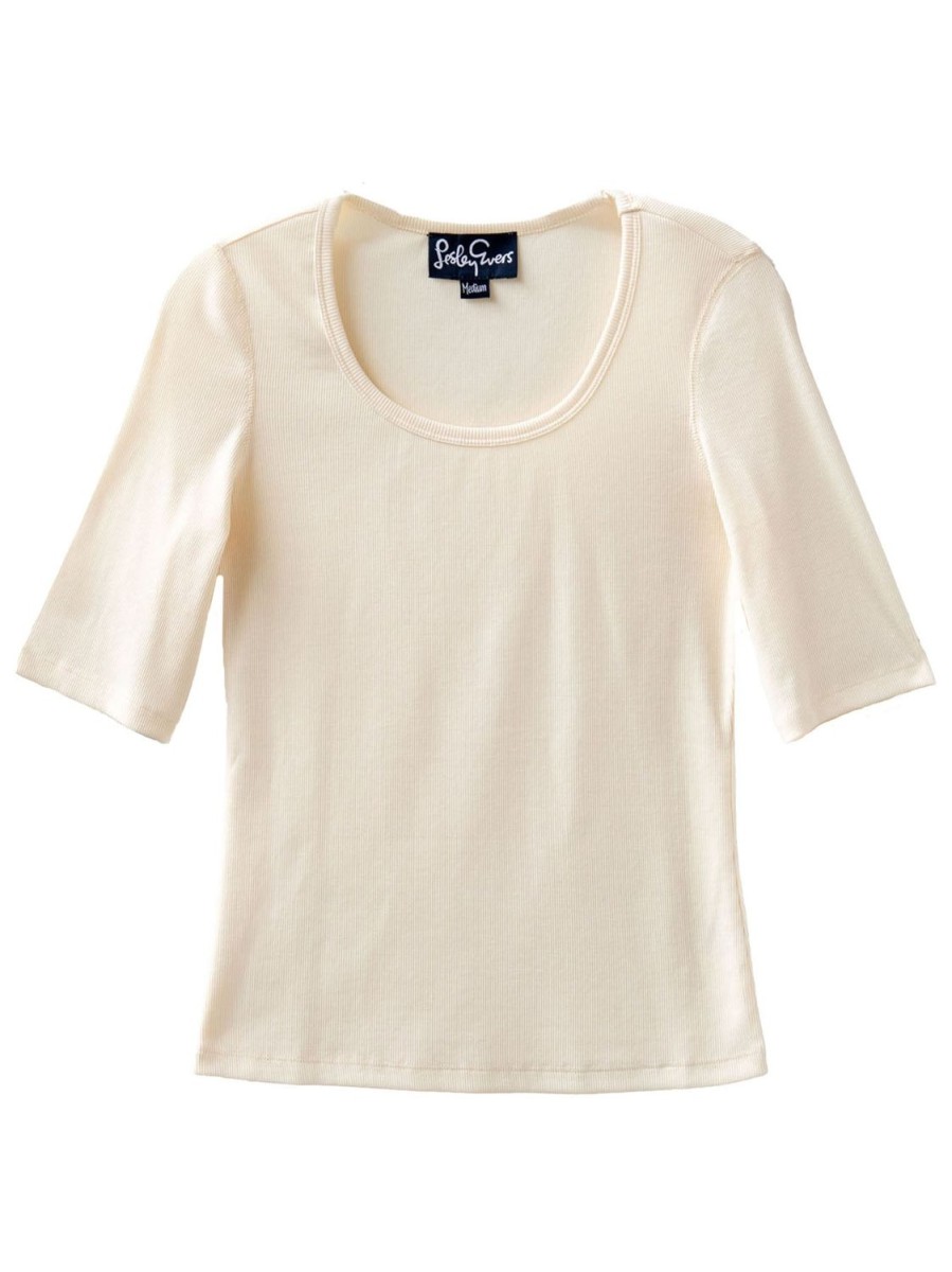 Online Lesley Evers Mallory Rib Tee Ivory