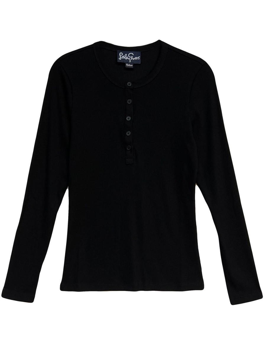 Online Lesley Evers Cora Henley Tee Black Rib