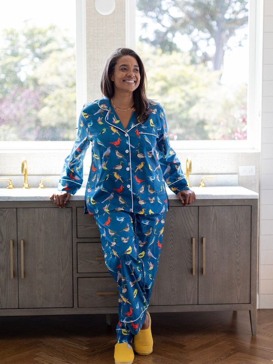 Hot Lesley Evers Josephine Pajama Set Navy Birds