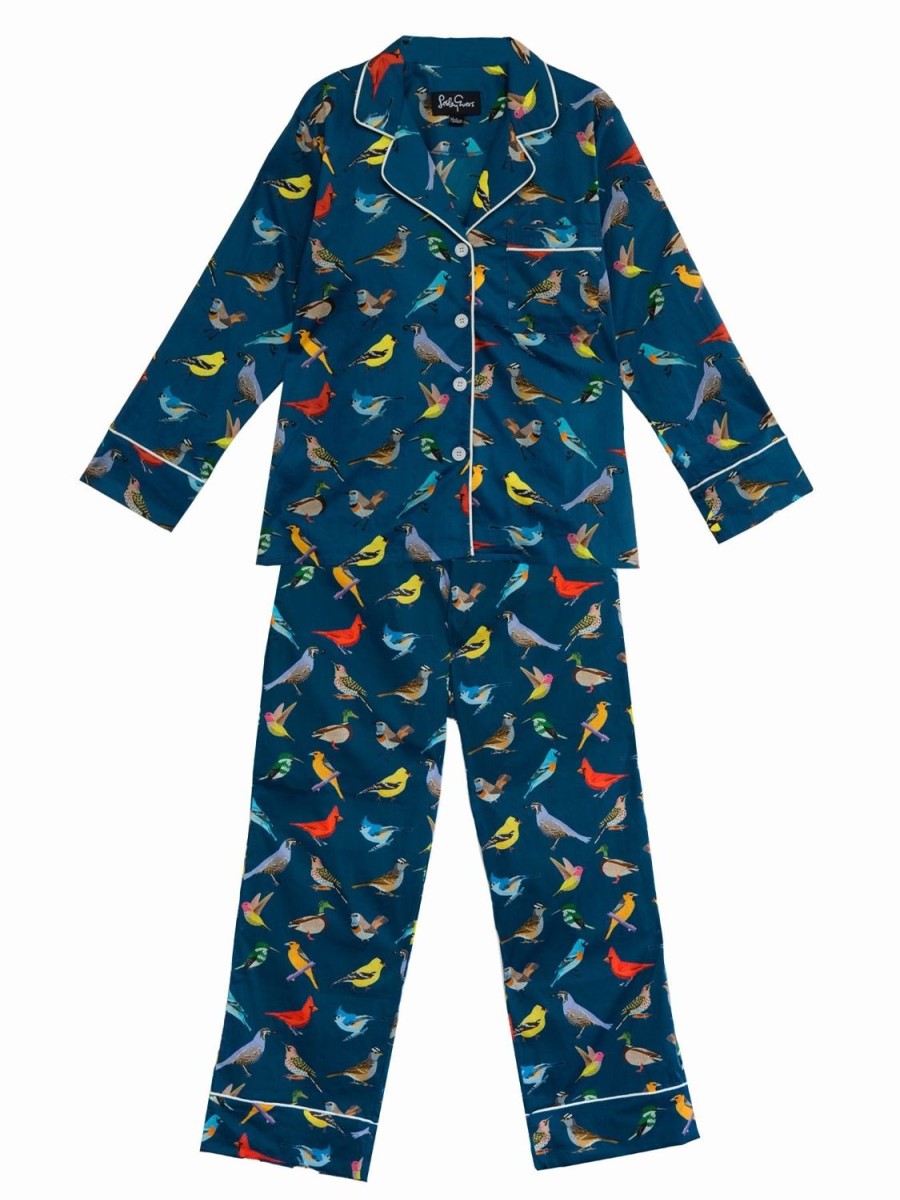 Hot Lesley Evers Josephine Pajama Set Navy Birds