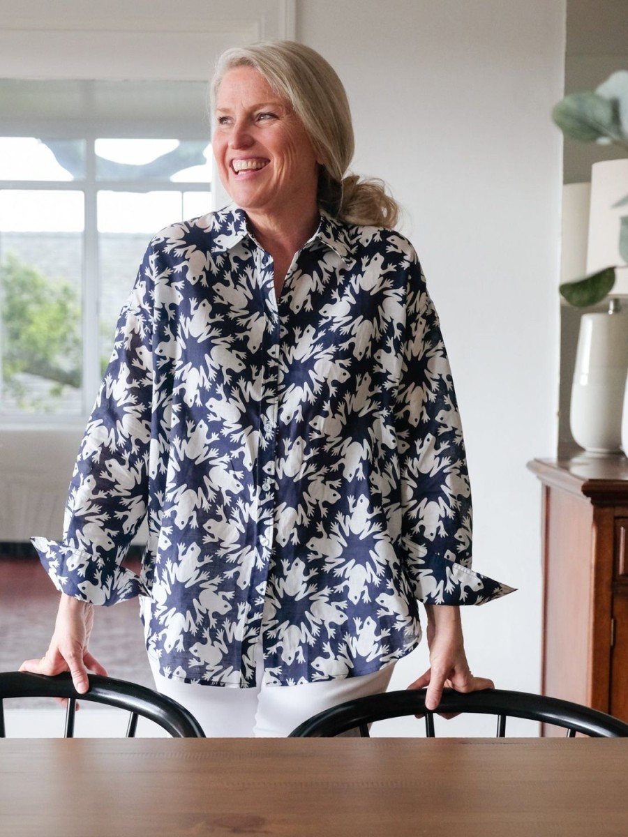 Wholesale Lesley Evers Dawn Shirt Navy Frogs