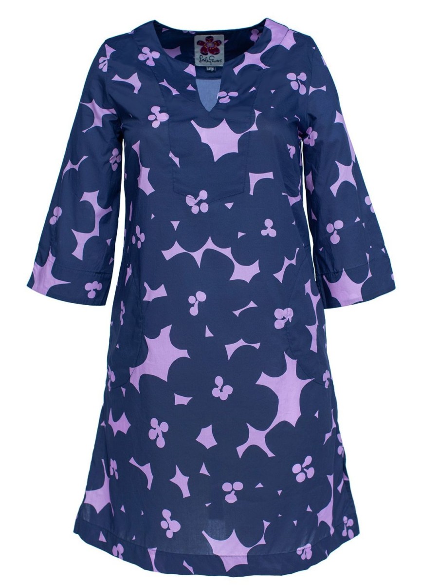 Online Lesley Evers Ellie Dress Jumbo Blooms Lilac & Navy