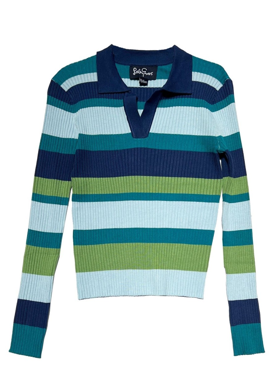 Best Lesley Evers Taylor Knit Top Blue Stripe