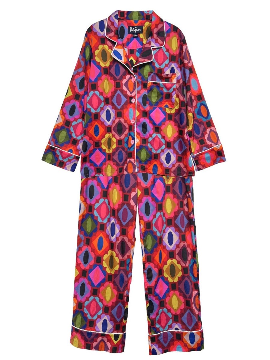 New Lesley Evers Josephine Pajama Set Garnet Gems