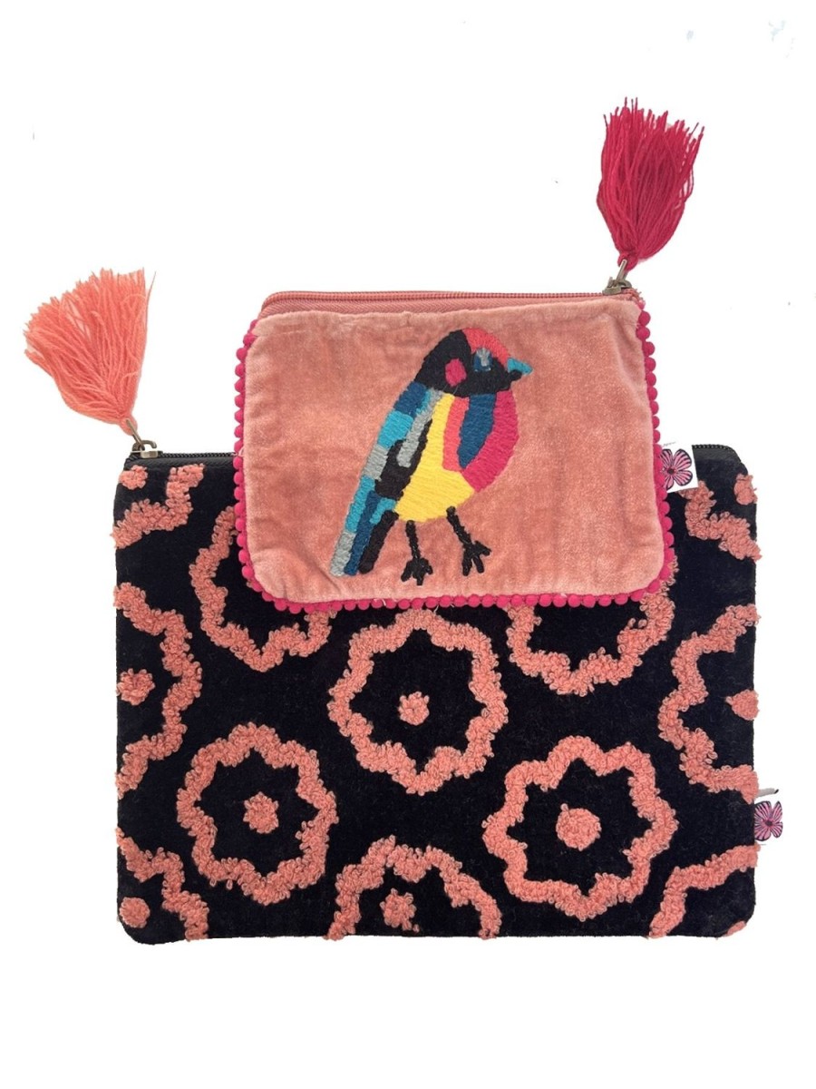 Best Lesley Evers Bird Velvet Pouch Set