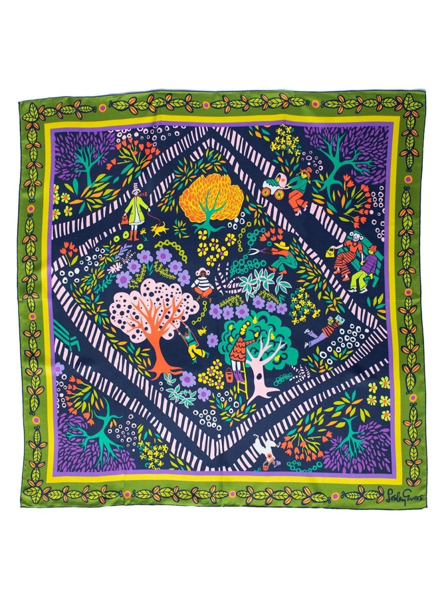 Clearance Lesley Evers Lillian Silk Twill Scarf Garden Path