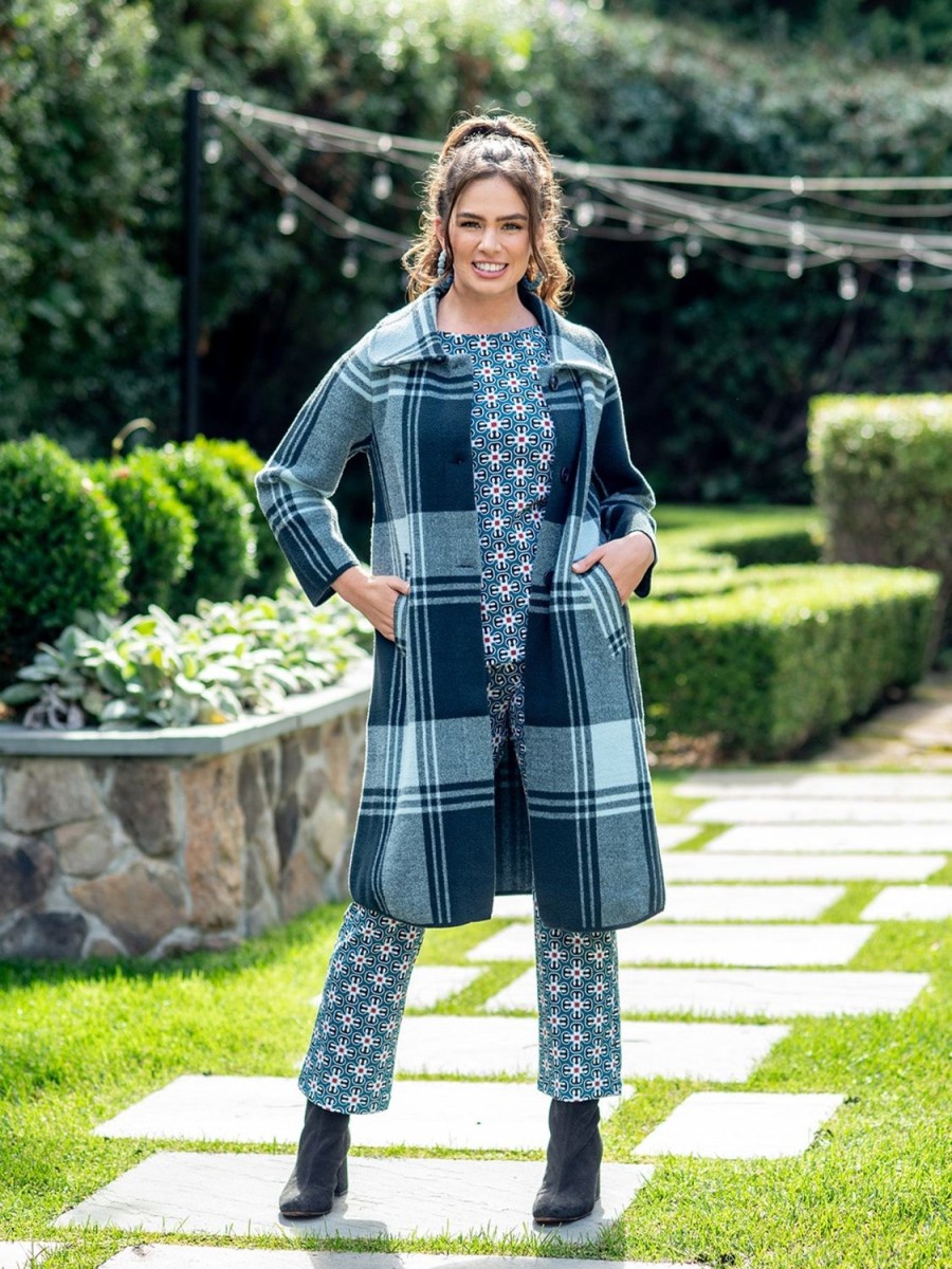 Best Lesley Evers Natalie Coat Ocean Blue Plaid