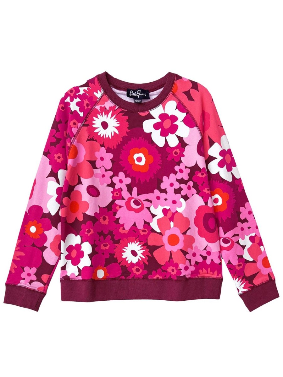 Online Lesley Evers Darcy Sweatshirt Flower Power Burgundy