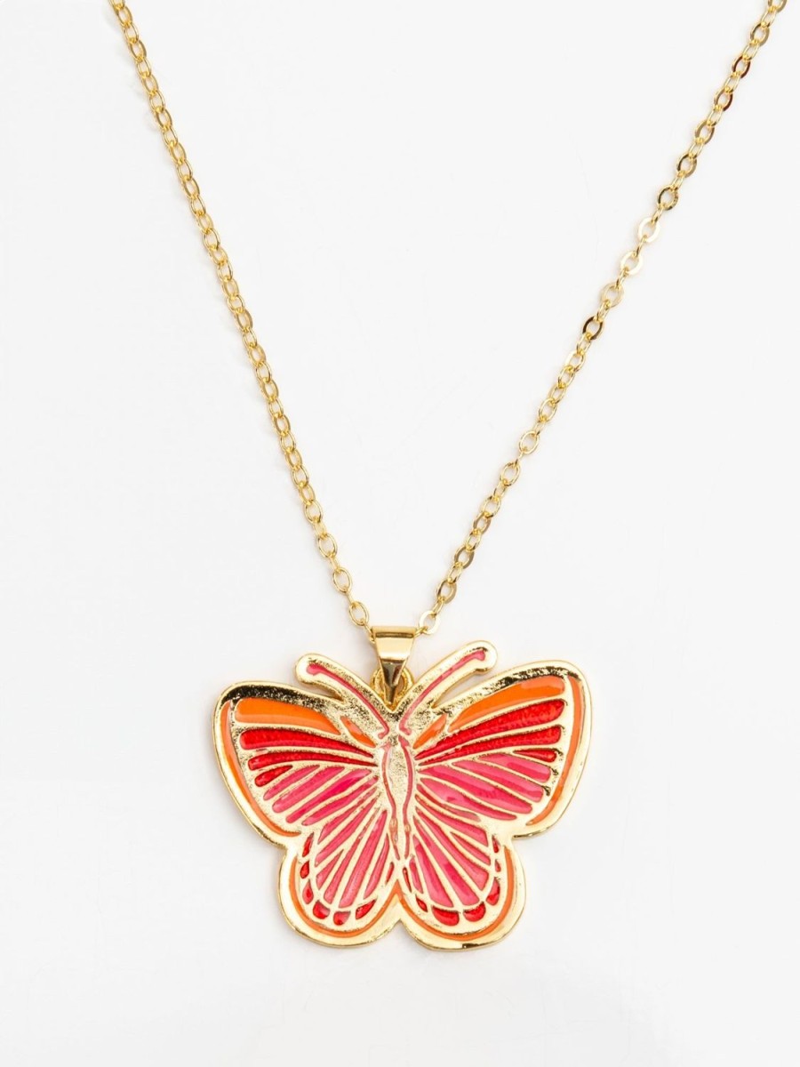 Online Lesley Evers Pink Butterfly Necklace