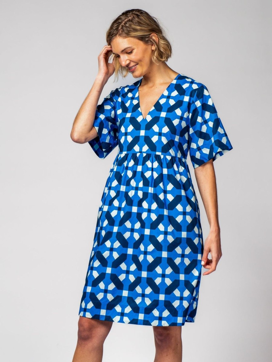 Hot Lesley Evers Cara Dress Trellis Blue