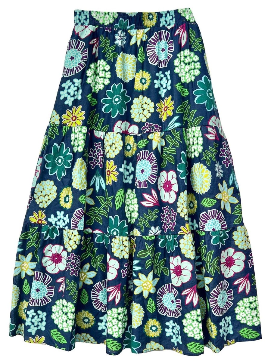 Best Lesley Evers Claudia Maxi Skirt Dazzle Flower Navy