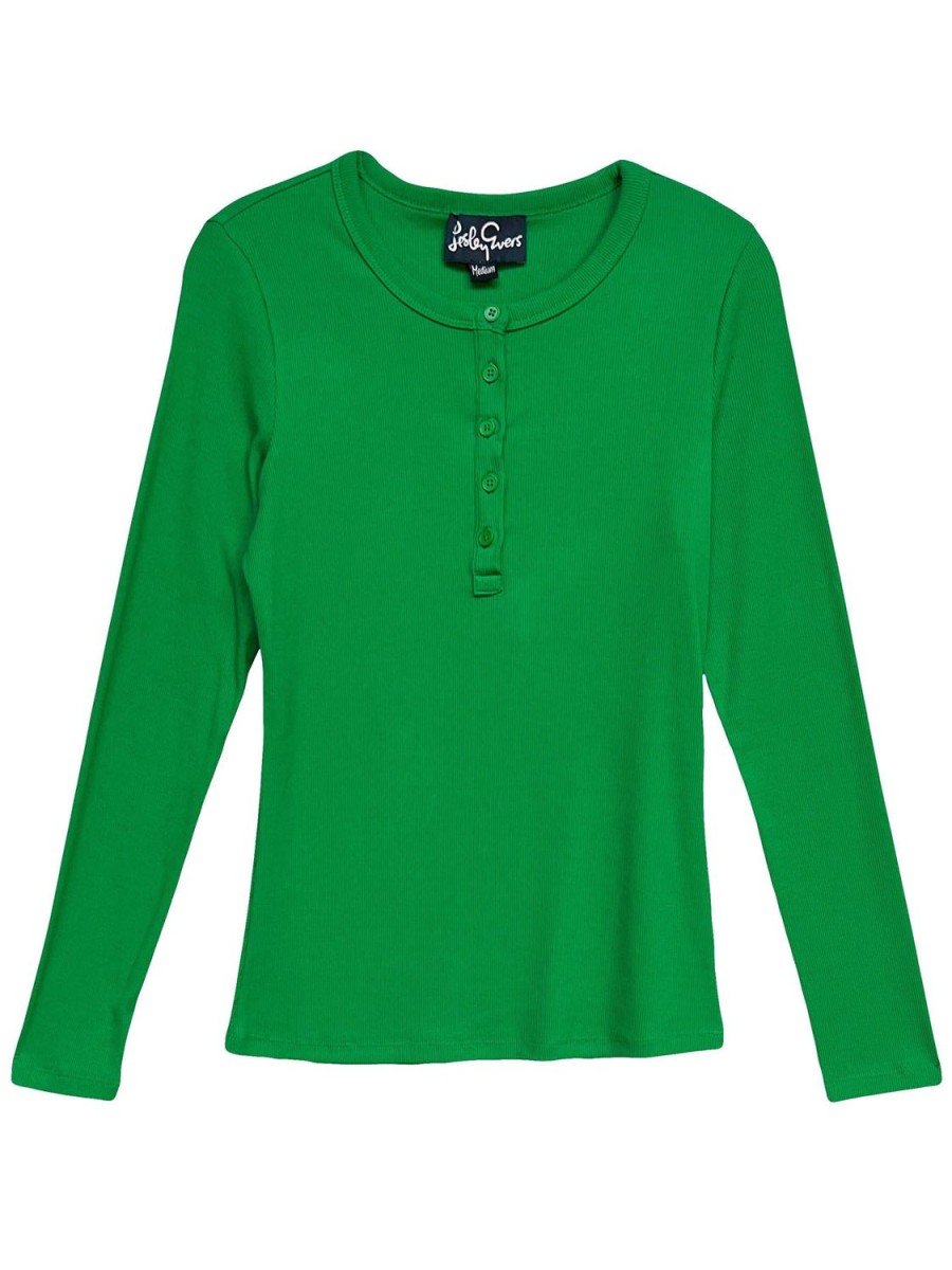 Wholesale Lesley Evers Cora Henley Tee Green Rib