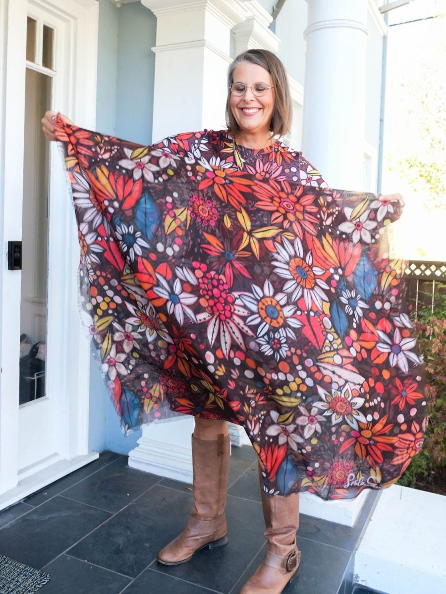 Online Lesley Evers Esme Silk Scarf Vintage Floral Brown