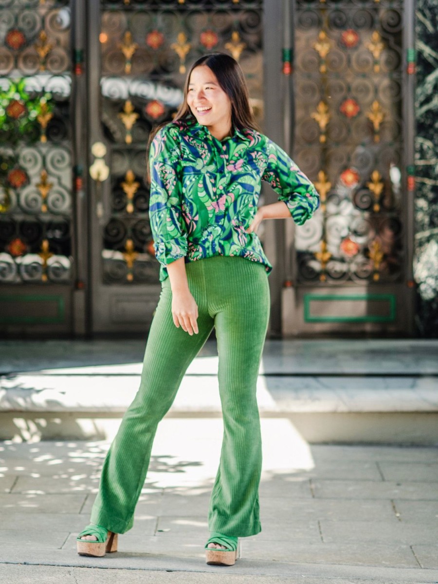 Wholesale Lesley Evers Lori Pant Leaf Green Corduroy