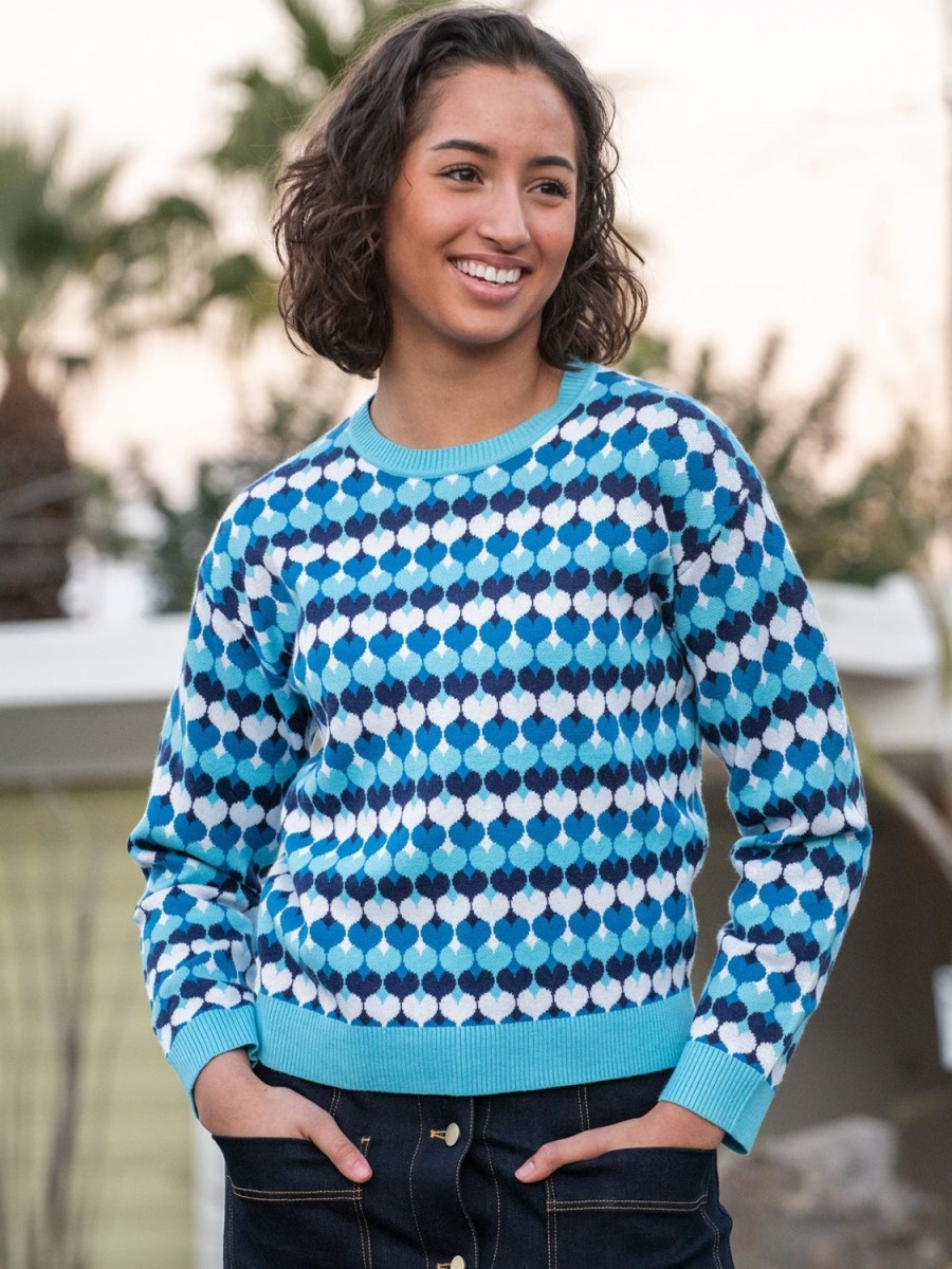 Wholesale Lesley Evers Sylvie Sweater Blue Hearts