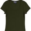 New Lesley Evers Irene Rib Tee Dark Olive