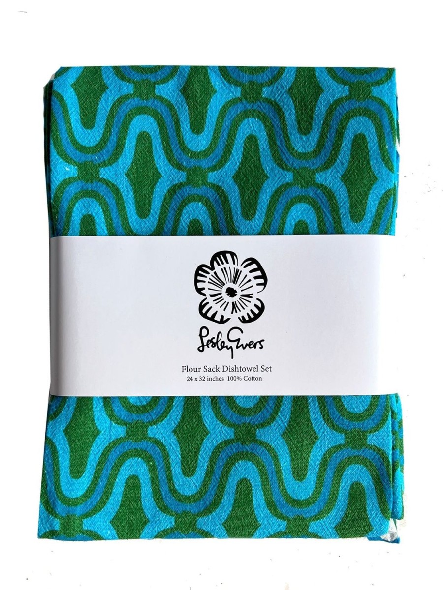 Wholesale Lesley Evers Blue And Green Dishtowel Set