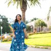 New Lesley Evers Tegan Caftan Navy Primrose