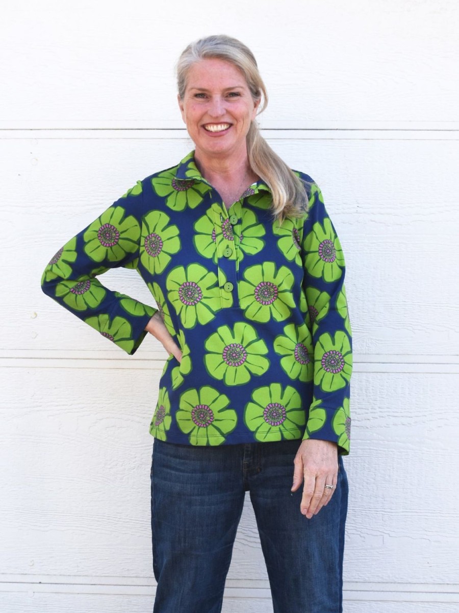 Hot Lesley Evers Lisa Top Blooms Green And Navy