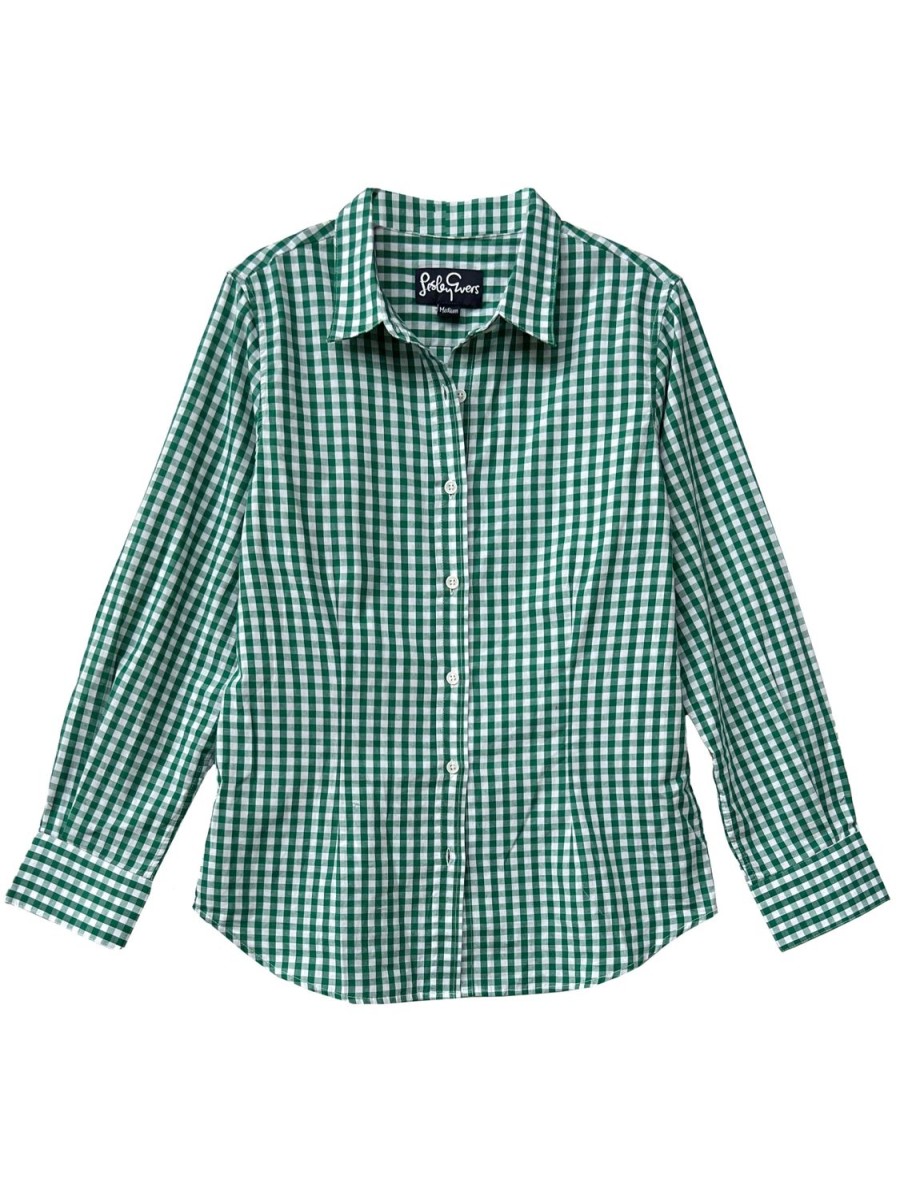 Clearance Lesley Evers Kathryn Blouse Green Gingham