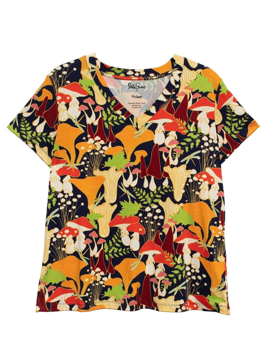 Clearance Lesley Evers Cindi Tee Mushrooms Navy