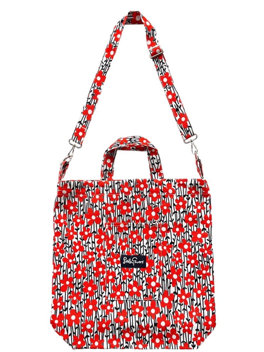 New Lesley Evers Ivy Tote Black/Red Nostalgia Flower