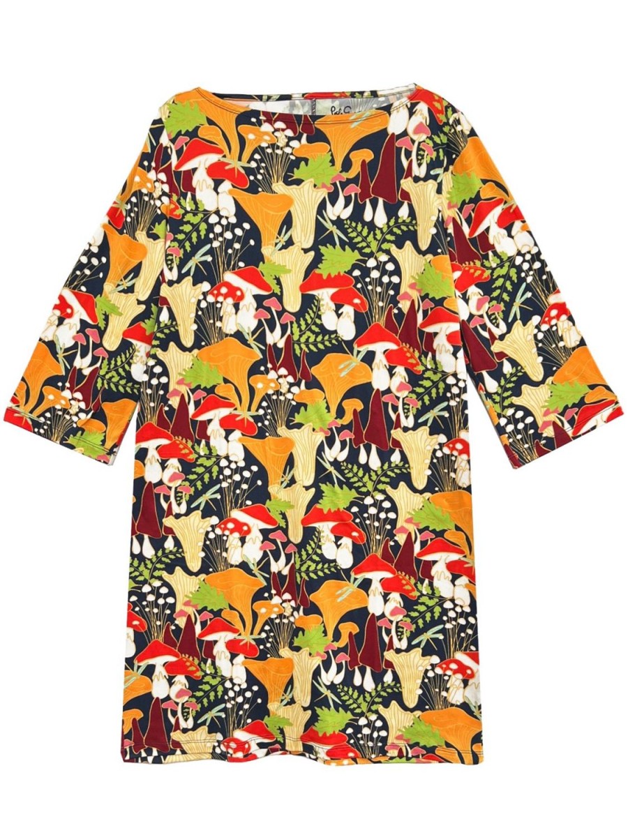 New Lesley Evers Mindy Dress Mushrooms Navy