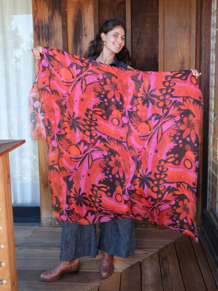 New Lesley Evers Esme Silk Scarf Kalamazoo Red