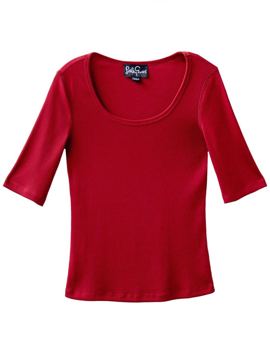 New Lesley Evers Mallory Rib Tee Red