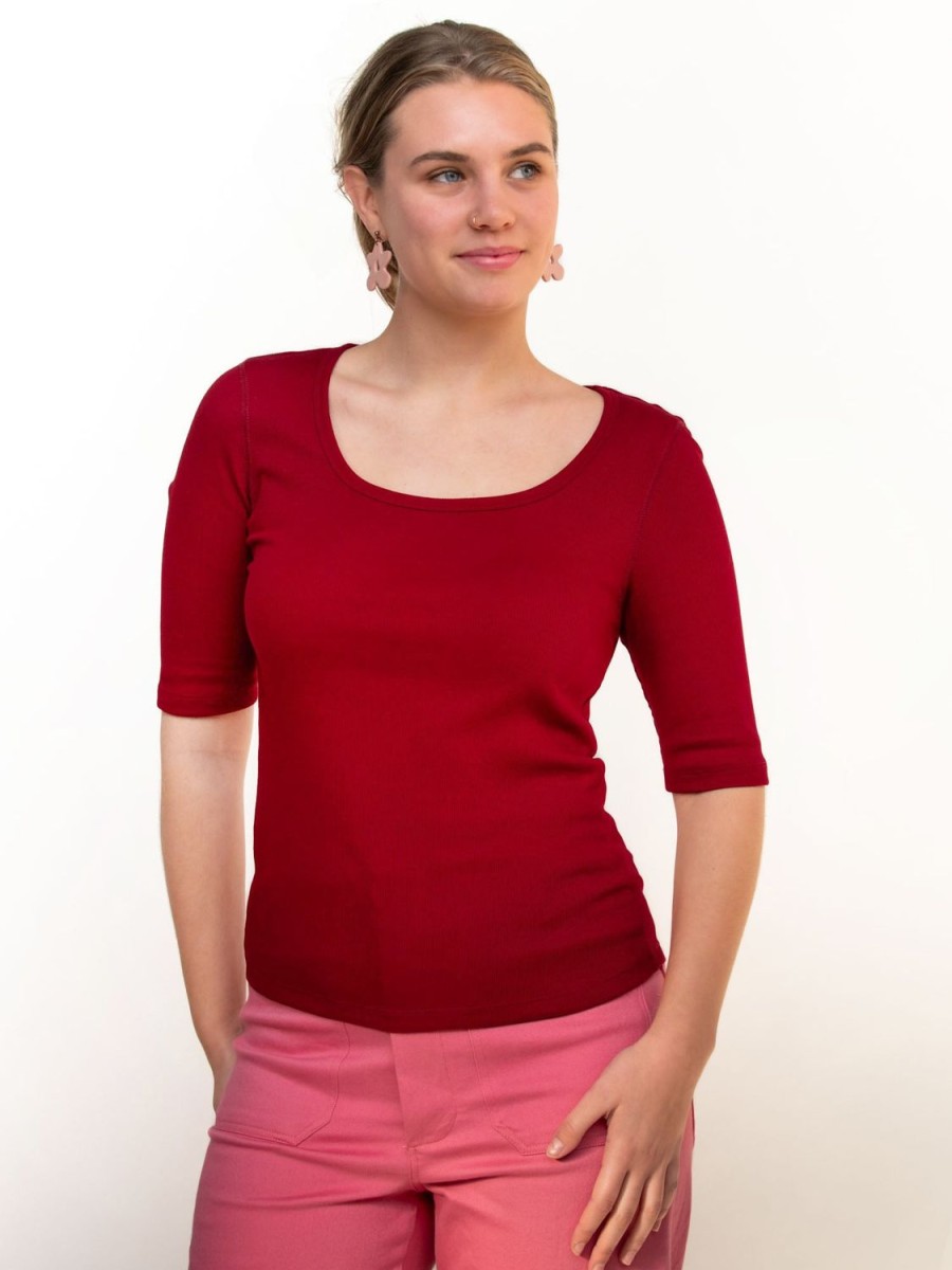 New Lesley Evers Mallory Rib Tee Red