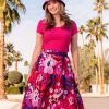 Clearance Lesley Evers Calista Skirt Garden Oasis Pink