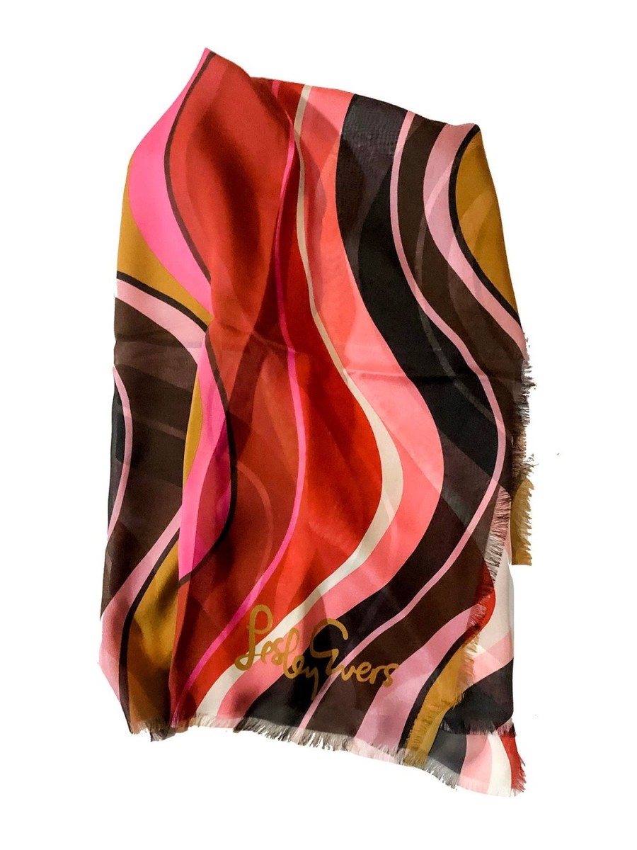 Best Lesley Evers Esme Silk Scarf Burgundy Wave