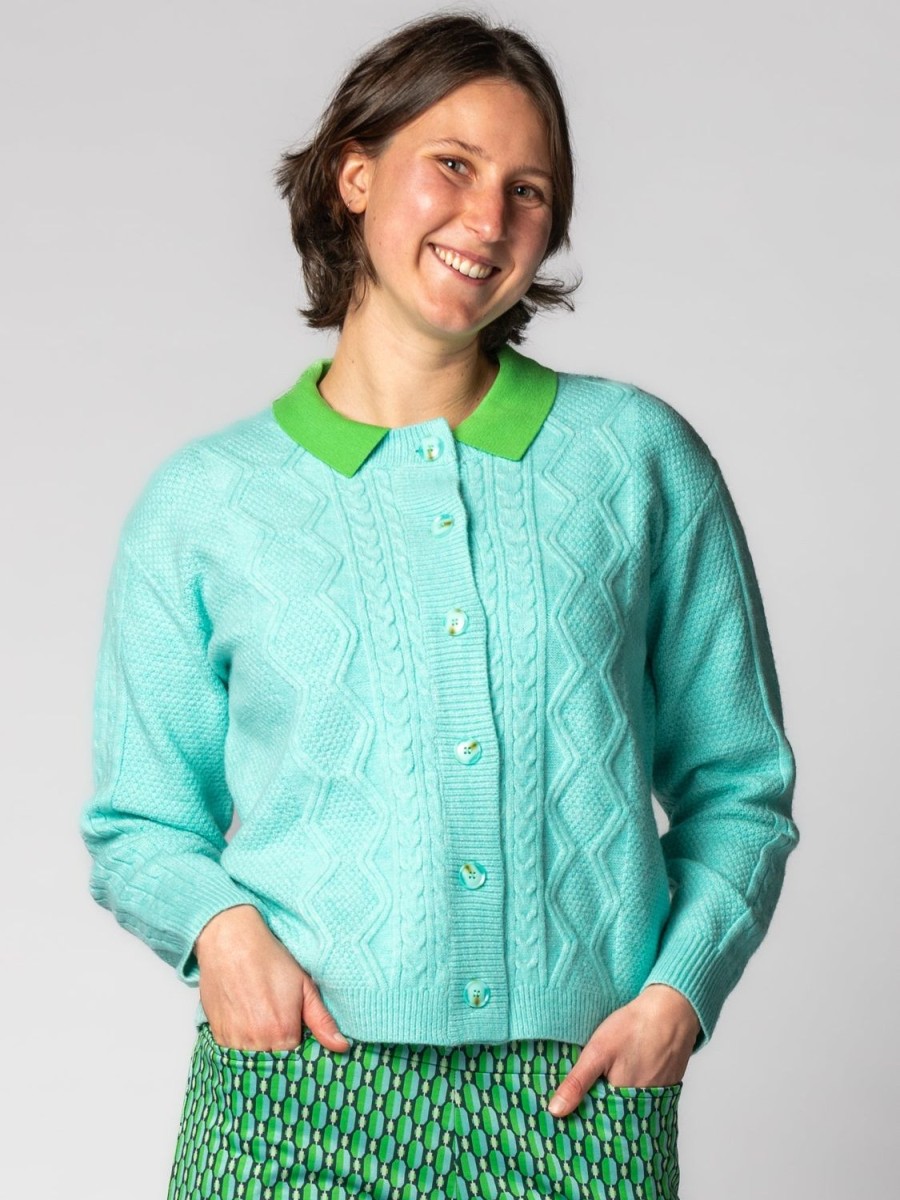 New Lesley Evers Emma Cardigan Aqua