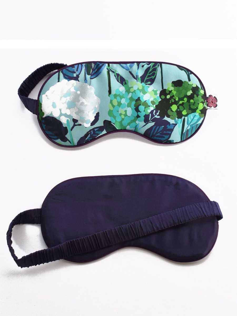 New Lesley Evers Silk Eye Mask Hydrangea Blue