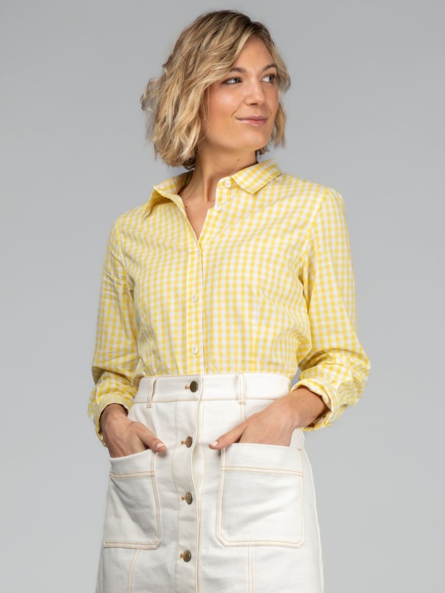 Best Lesley Evers Kathryn Blouse Yellow Gingham